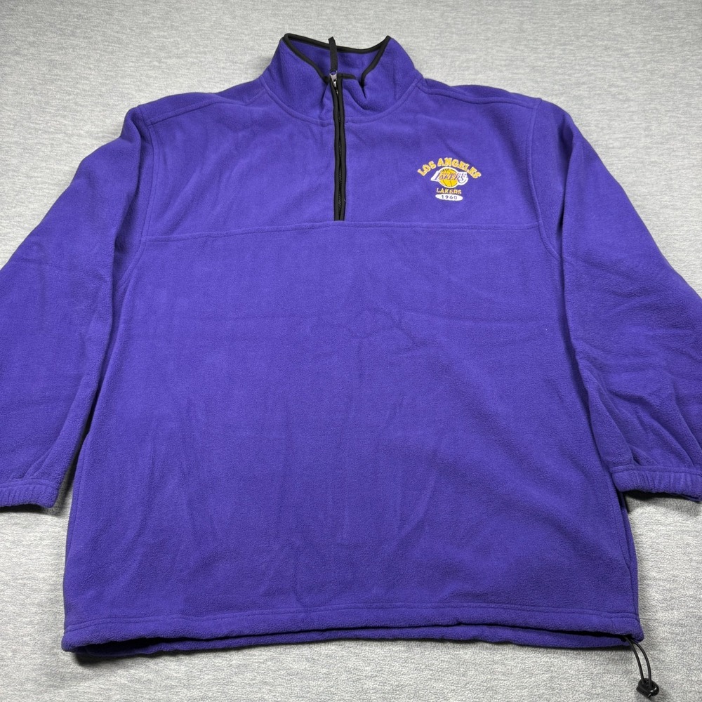 Active Fleece Pullover Men XL Purple LA Lakers Basketball Logo 1/4 Zip Sweatshir